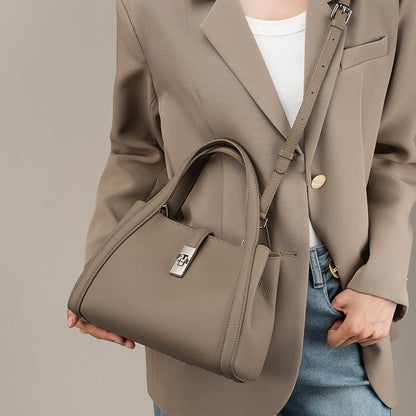 Bolso de mano de cuero de gran capacidad de estilo coreano de moda