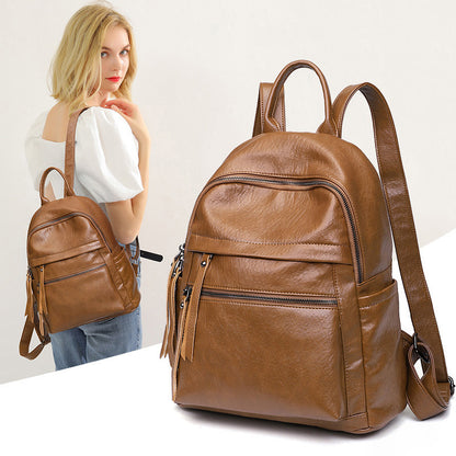 Women's Large-capacity New Fashion Soft Leather Backpack