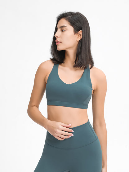 Ropa interior de yoga con escote en V profundo y fruncido sexy para mujer, sección delgada y ensanchada