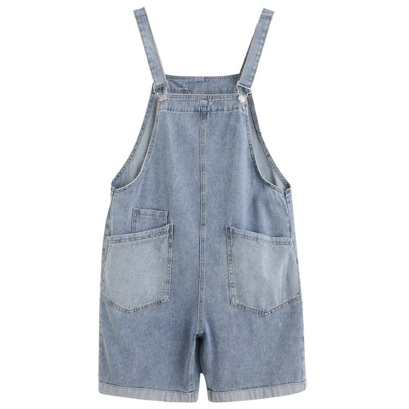 Damen Retro Denim Fünf Hosen Lose Overalls Shorts