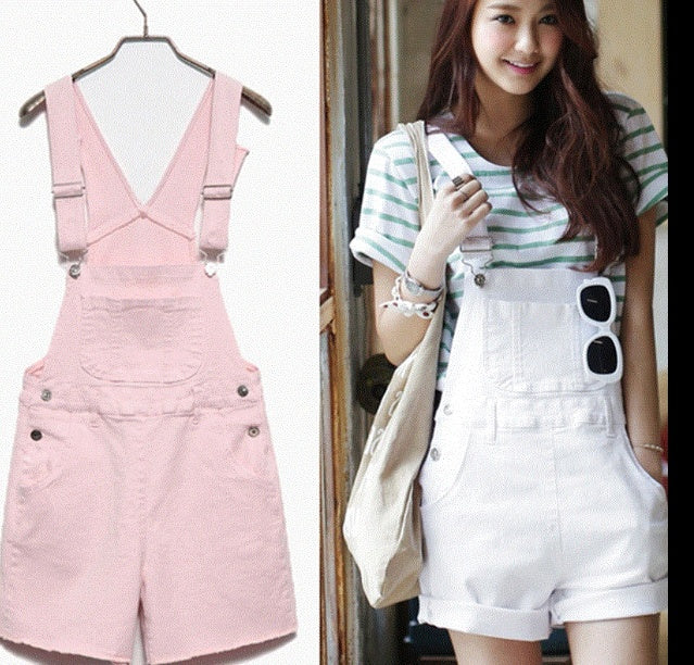 Candy-farbigen denim strap denim overalls weibliche overall