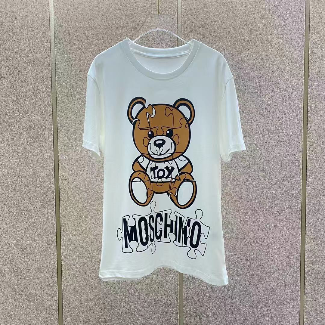 Camiseta informal de manga corta con estampado de oso de dibujos animados para parejas