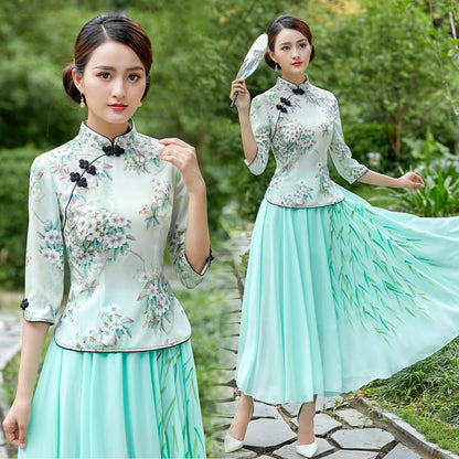 Top cheongsam chino clásico y elegante