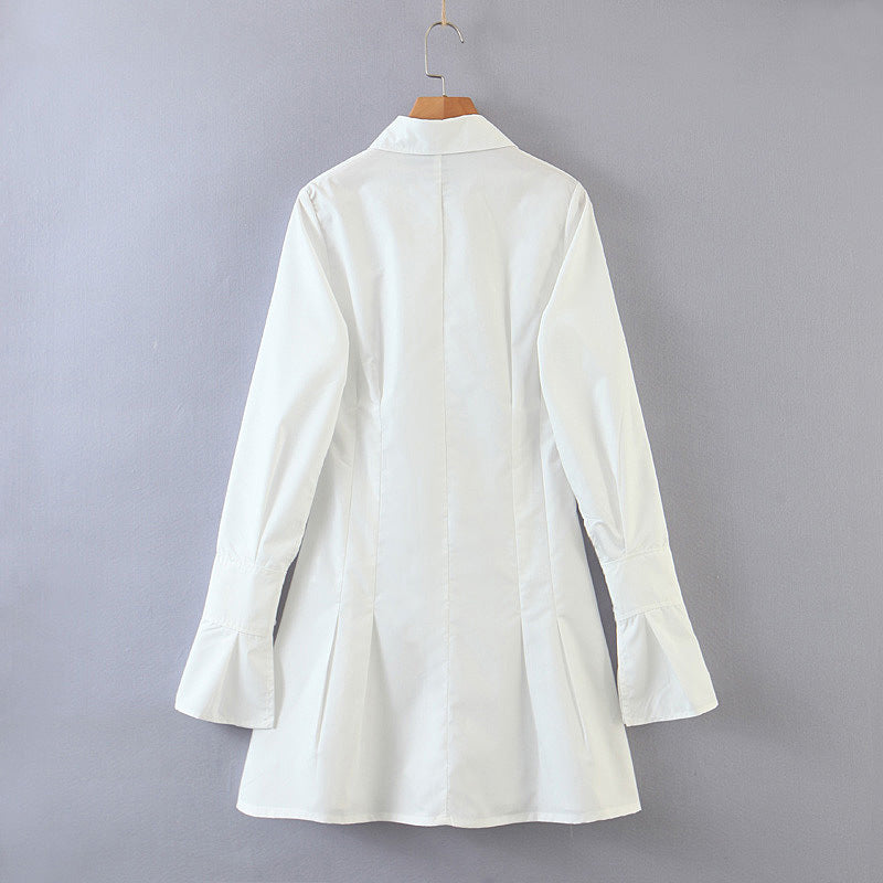 Waist Slimming Flared Sleeve Shirt Dress