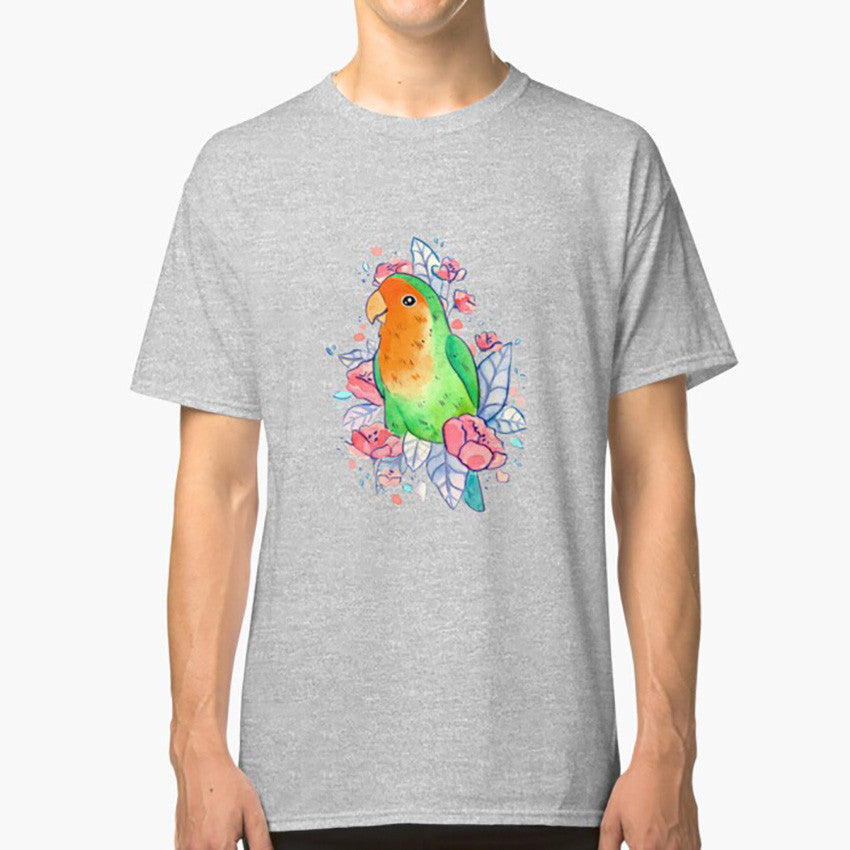 Kurzarm-T-Shirt mit Blumenmotiv „Lovebird“