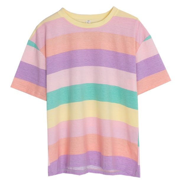 Wind rainbow striped t-shirt