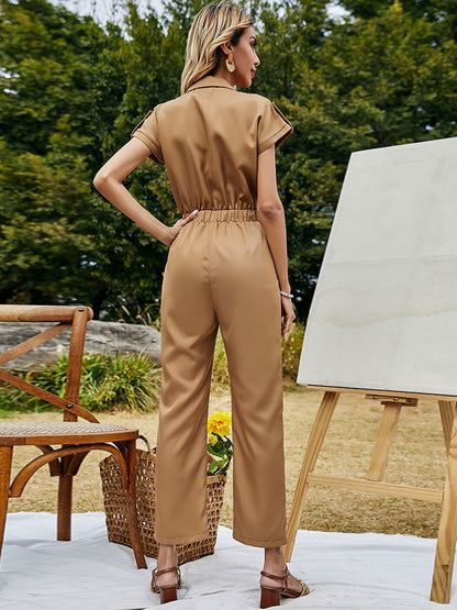 Europäischer und amerikanischer Außenhandel Damen Jumpsuit im neuen Stil mit elastischer Taille und Kordelzug