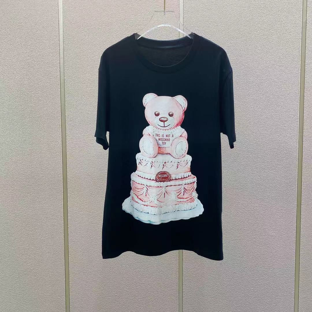 Camiseta informal de manga corta con estampado de oso de dibujos animados para parejas