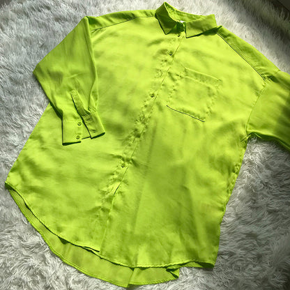 Fluoreszierendes Fruit Green Langarmshirt Damen