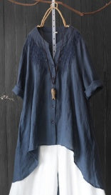 Asymmetrische Bluse Vintage 3/4 Shirt Tunika 