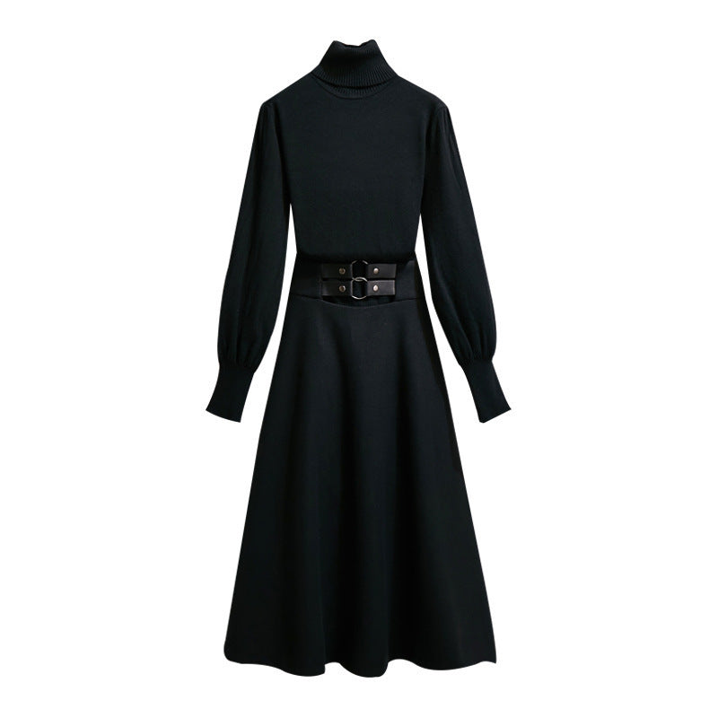 Dunkles Herbst-/Winterkleid im Hepburn-Stil