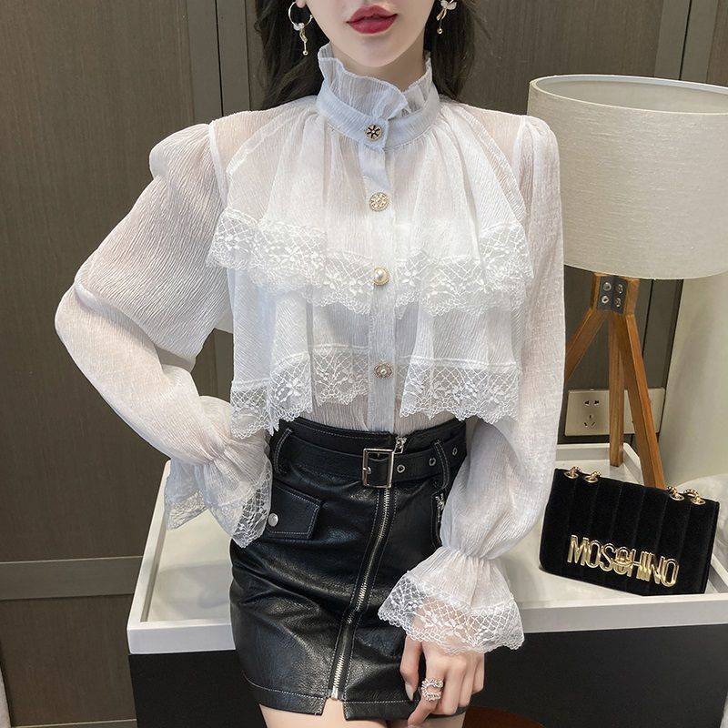 Western Style Long-sleeved Loose Flared Sleeve Shirt