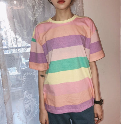 Wind rainbow striped t-shirt