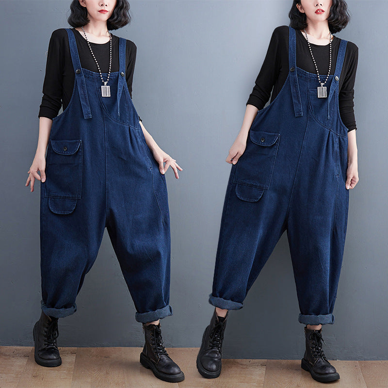 Damen-Overall „Real Shot“ aus Denim in Übergröße