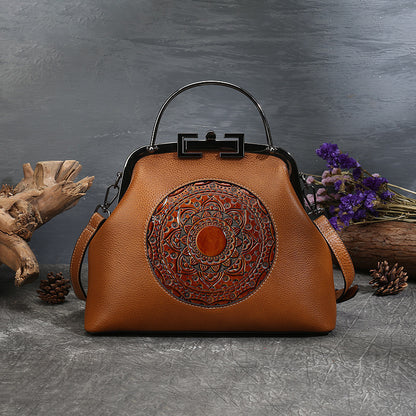 Women's Handbag Vintage Totem Embossed Lock