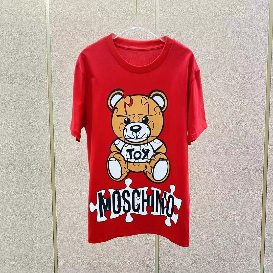 Camiseta informal de manga corta con estampado de oso de dibujos animados para parejas