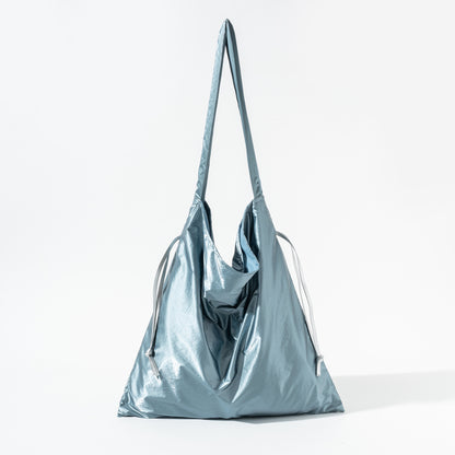 Tinfoil Shoulder Leisure Literary Women Bag Internet Celebrity Pleated Drawstring