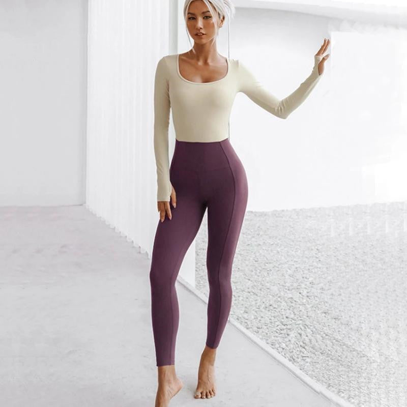 Women's Long Sleeve Strapless Chest Pad One Piece Yoga Clothes