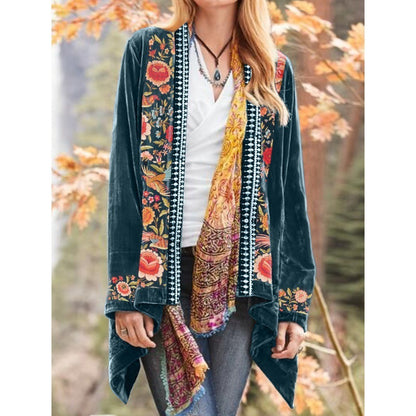 Strickjacke im Bohemian-Blumen-Print