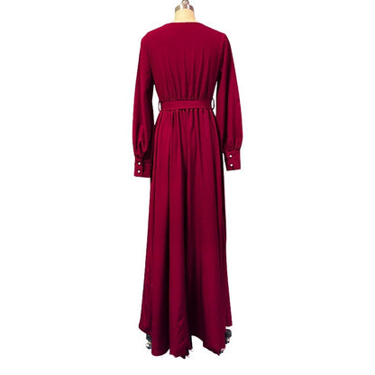 Women's Temperament V-neck Long Sleeve Dress