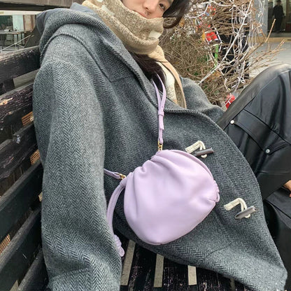 Bolso bandolera estilo chino para mujer, de piel de vaca, con cordón y diseño de nubes