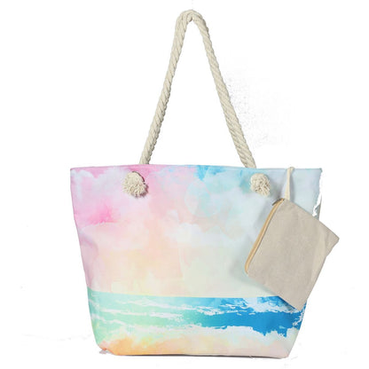 Canvas-Strandtasche für Damen, wasserdicht, große Reise-Strandtaschen mit Reißverschluss, wiederverwendbare Einkaufstaschen