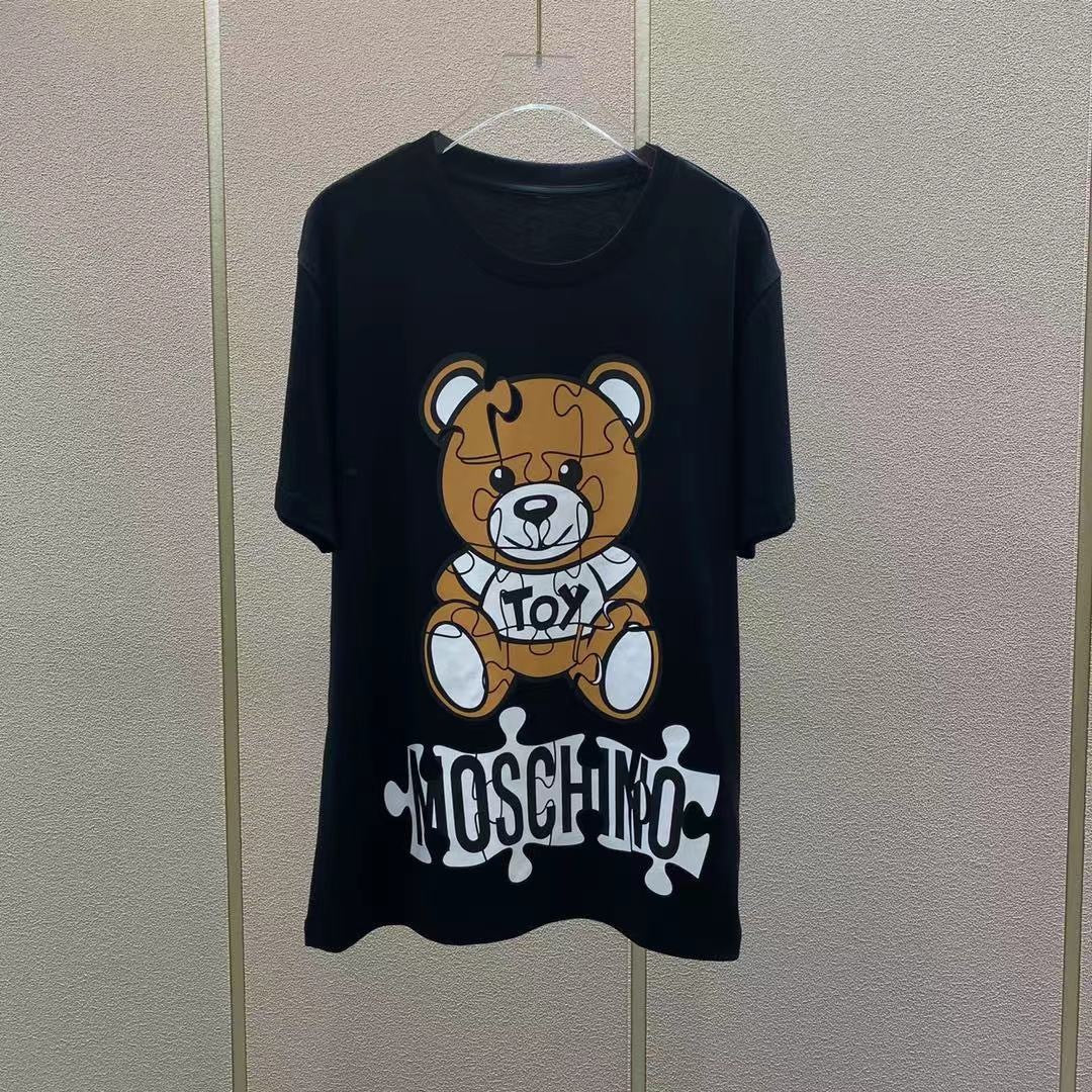 Camiseta informal de manga corta con estampado de oso de dibujos animados para parejas