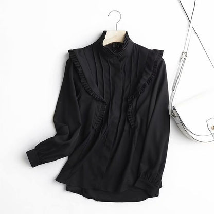 Women's pleated decorative shirt