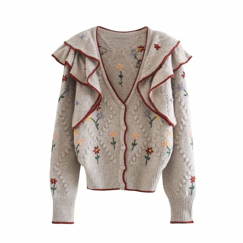 Women's jacket with embroidered knitted cardigan