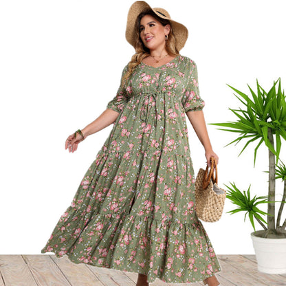 Loses Kleid mit böhmischem Print für Damen