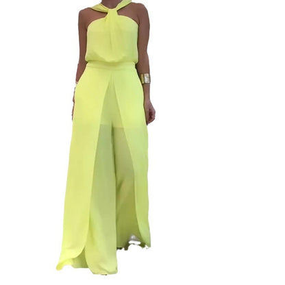 Women's Solid Color Wide Leg Jumpsuit