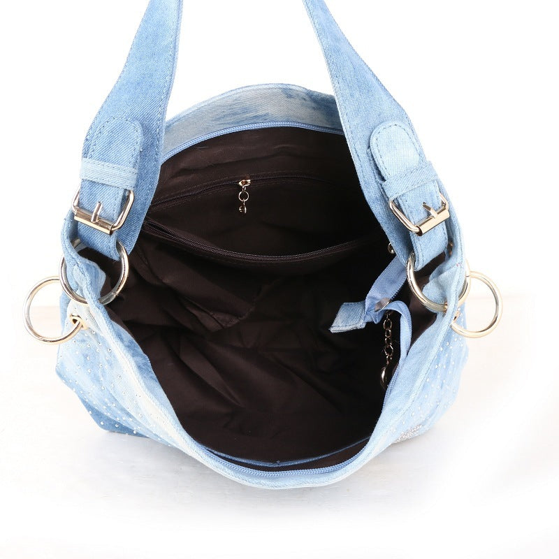 Fashion Denim Canvas One Shoulder Messenger Handbag