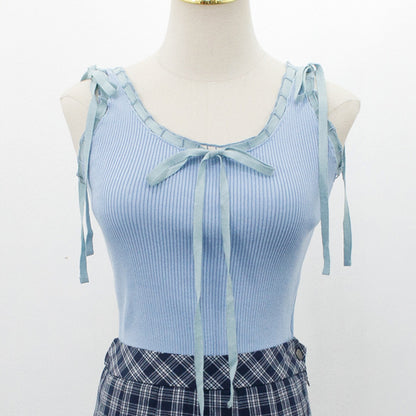 Vest Drawstring Bow Knot Girl Cute And Sling