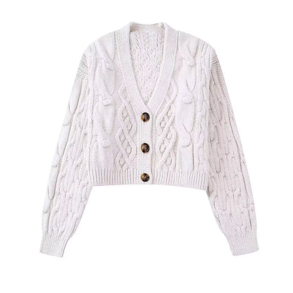 Women's White Knitted Cardigan Coat