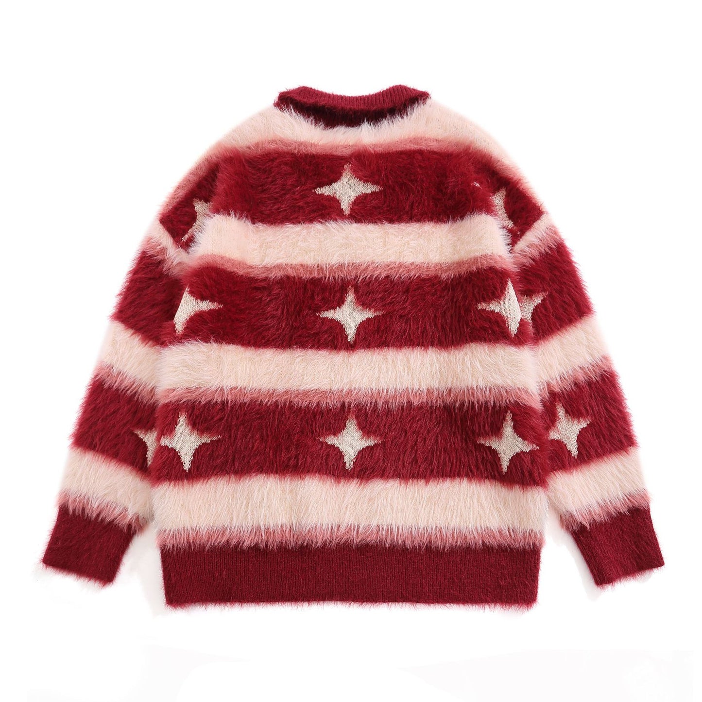 American-style Vintage Fleece-lined Striped XINGX Lapel Sweater