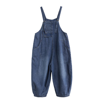 Damen New Style Denim Overalls Loose Retro Slim Streifen