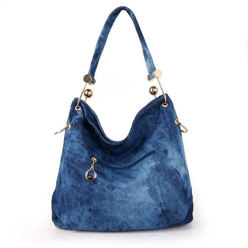 Fashion One-shoulder Messenger Portable Bucket Bag Denim Canvas