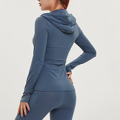 Zip Long Sleeve Sports Stretch Slim Yoga Suit