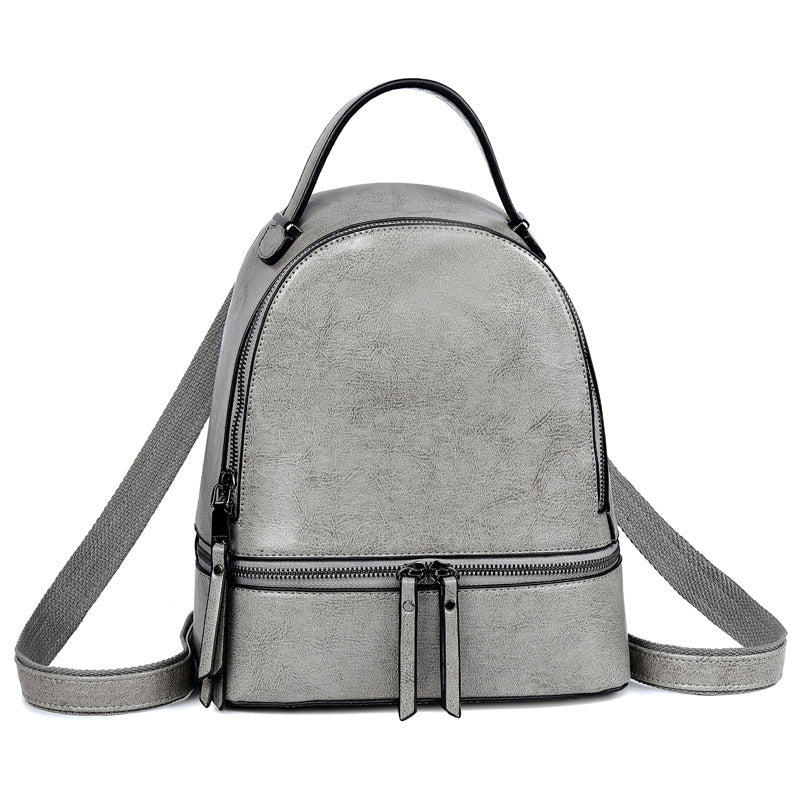 Fashion Temperament Gentle Leather Backpack Fashion Oil Wax Cowhide