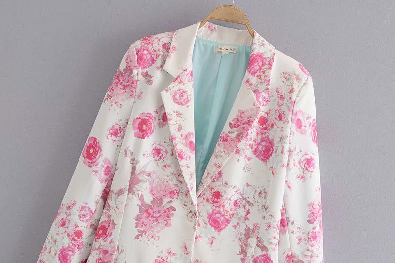 Anzugjacke mit Rosen-Blumenmuster 