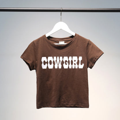 Vintage High Waist COWGIRL Letter Printed Cotton T-shirt