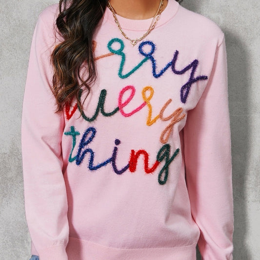 Lässiger All-Match-Pullover mit Buchstabenstickerei und schlankem Schnitt für Damen