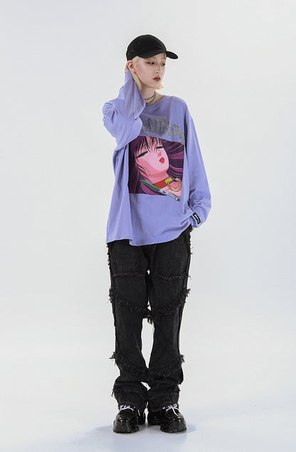 Anime girl avatar print long sleeve