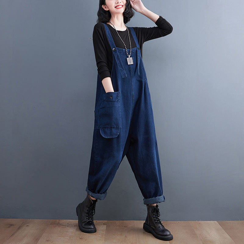 Damen-Overall „Real Shot“ aus Denim in Übergröße