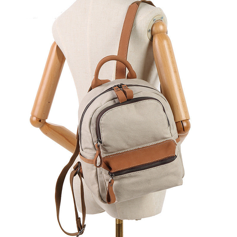 Einfarbiger, wasserdichter, lässiger Canvas-Rucksack für Damen