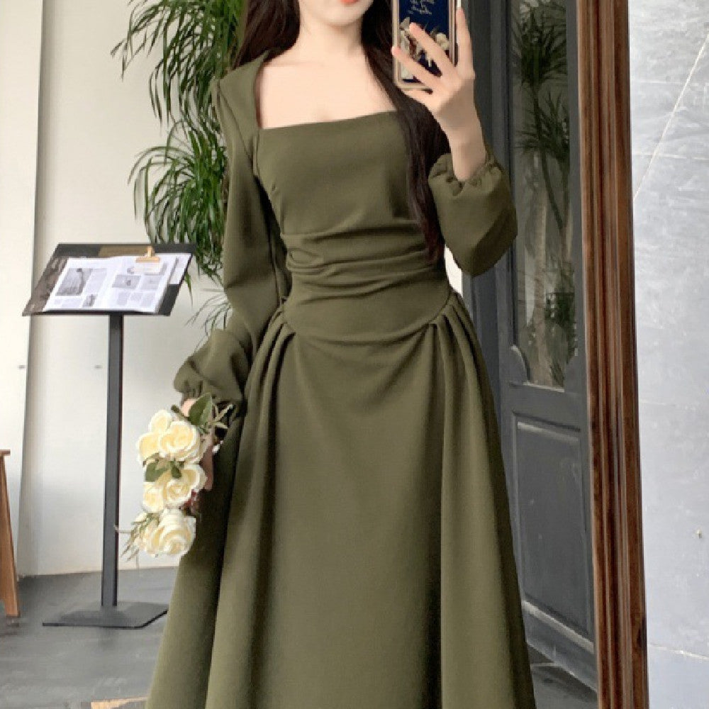 Langarmkleid im Retro-Stil für Damen im französischen Stil