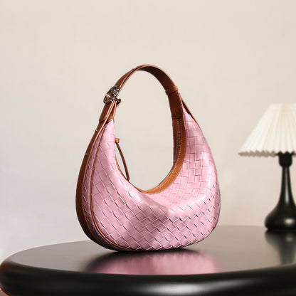 Bolso de piel auténtica de diseño Niche para mujer tejido