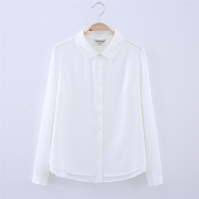 Chiffon white blouse with long sleeves