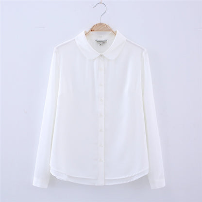 Chiffon white blouse with long sleeves