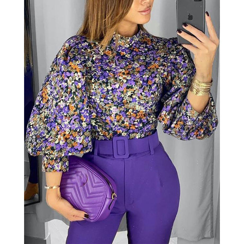 Women's Joker Thin Thin Turtleneck Print Shirt